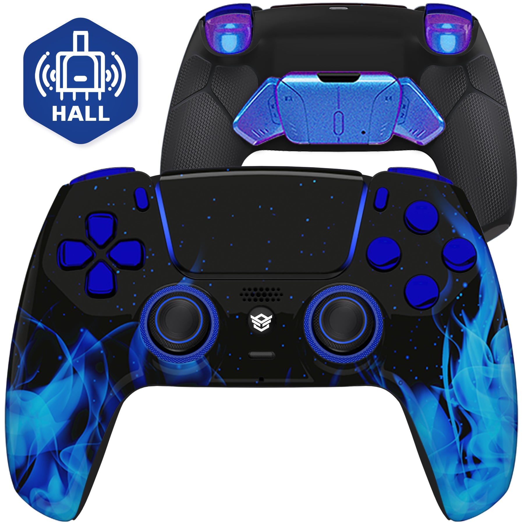 HEXGAMING RIVAL PRO Controller with Hall Effect Joysticks for PS5, PC, Mobile - Blue Flame