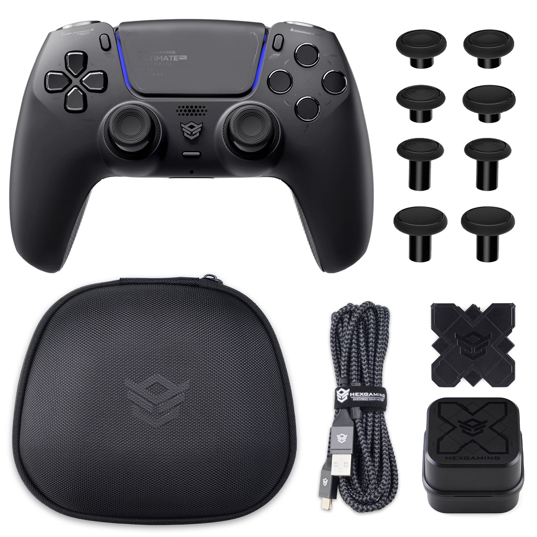 HEXGAMING ULTIMATE PRO Controller with Adjustable Triggers+Charging Cable+Carrying Bag for PS5, PC, Mobile - 6 Styles