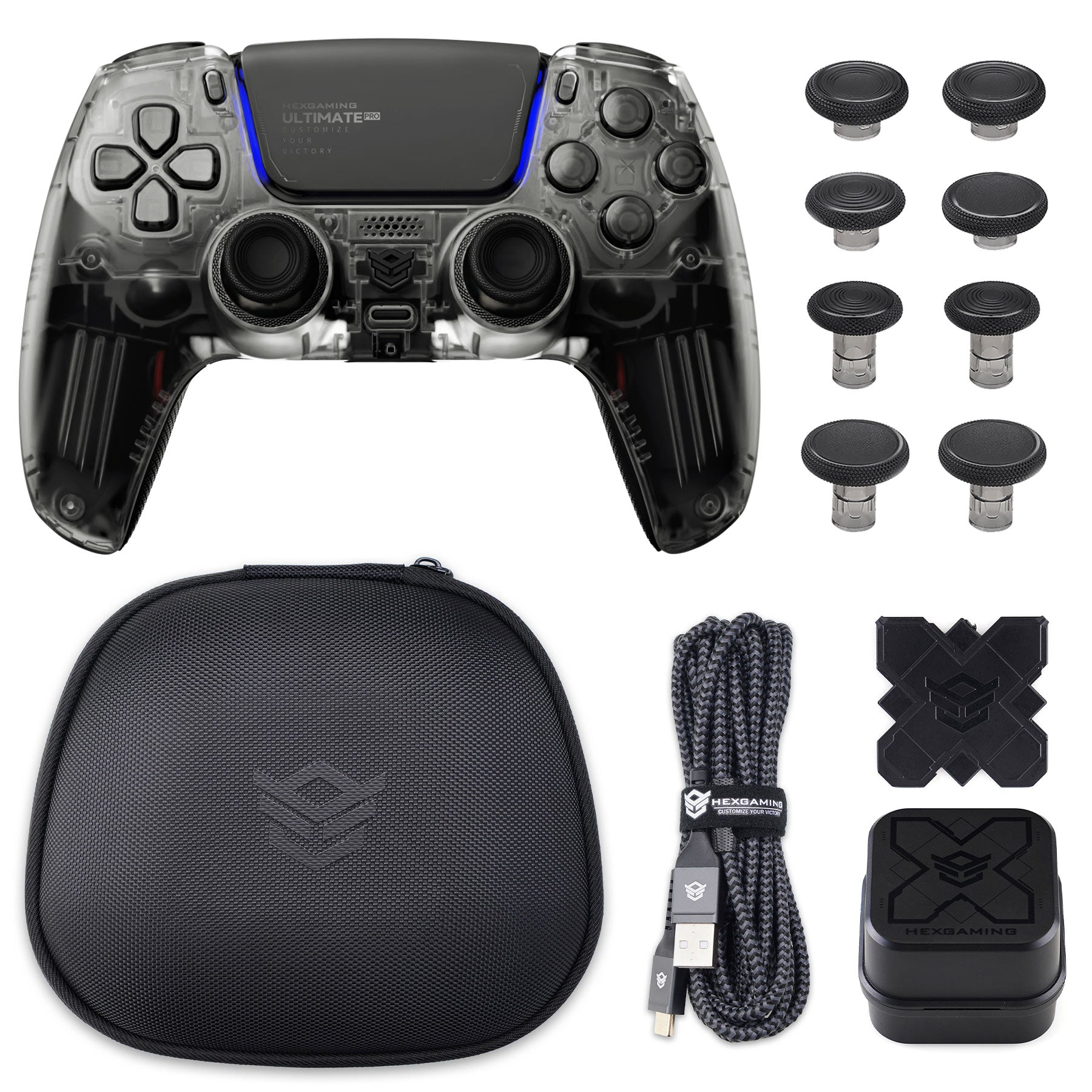 HEXGAMING ULTIMATE PRO Controller with Adjustable Triggers+Charging Cable+Carrying Bag for PS5, PC, Mobile - 6 Styles