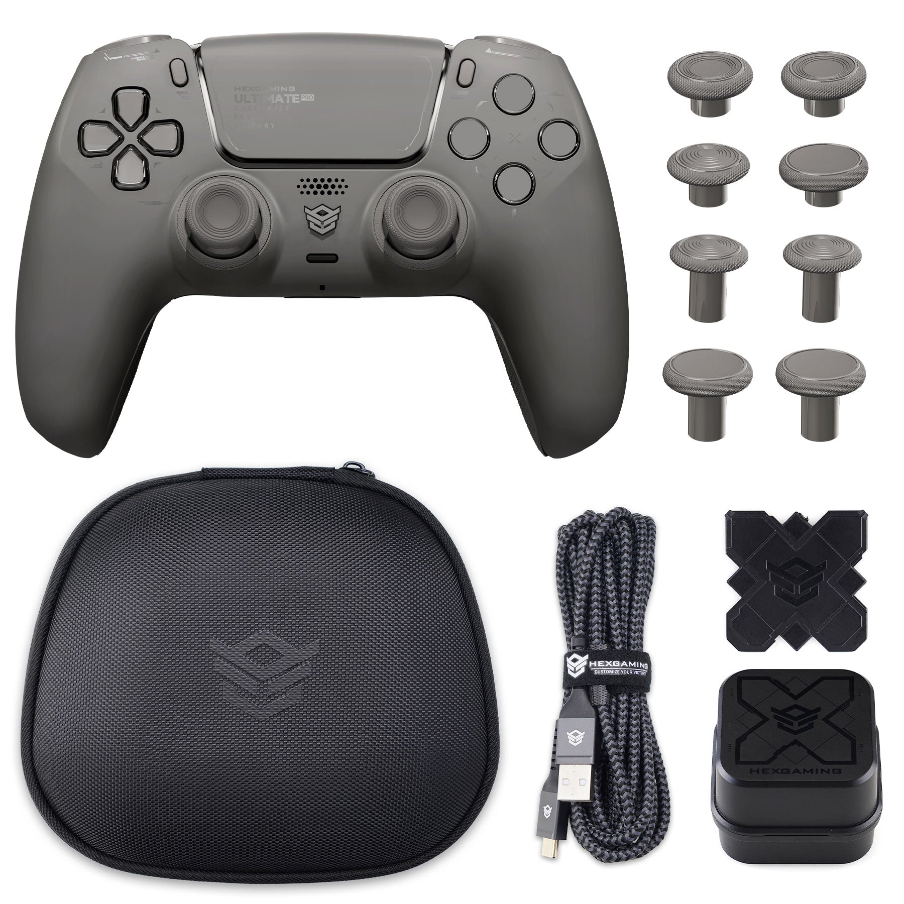 HEXGAMING ULTIMATE PRO Controller with Adjustable Triggers+Charging Cable+Carrying Bag for PS5, PC, Mobile - 4 Styles