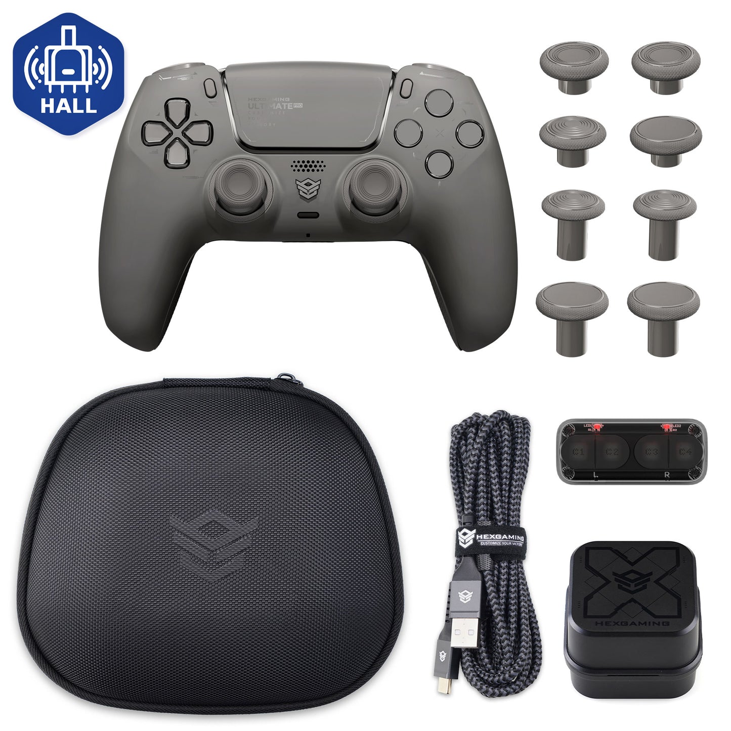 HEXGAMING ULTIMATE PRO Controller with Adjustable Triggers+Charging Cable+Carrying Bag for PS5, PC, Mobile - 6 Styles