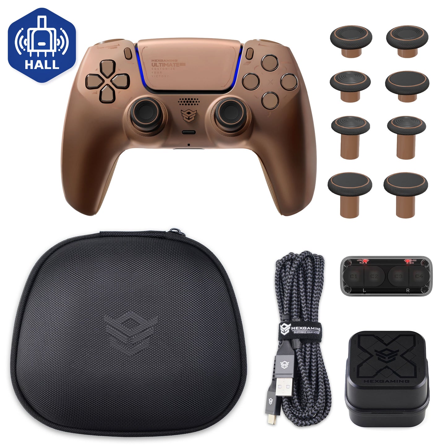 HEXGAMING ULTIMATE PRO Controller with Adjustable Triggers+Charging Cable+Carrying Bag for PS5, PC, Mobile - 8 Styles
