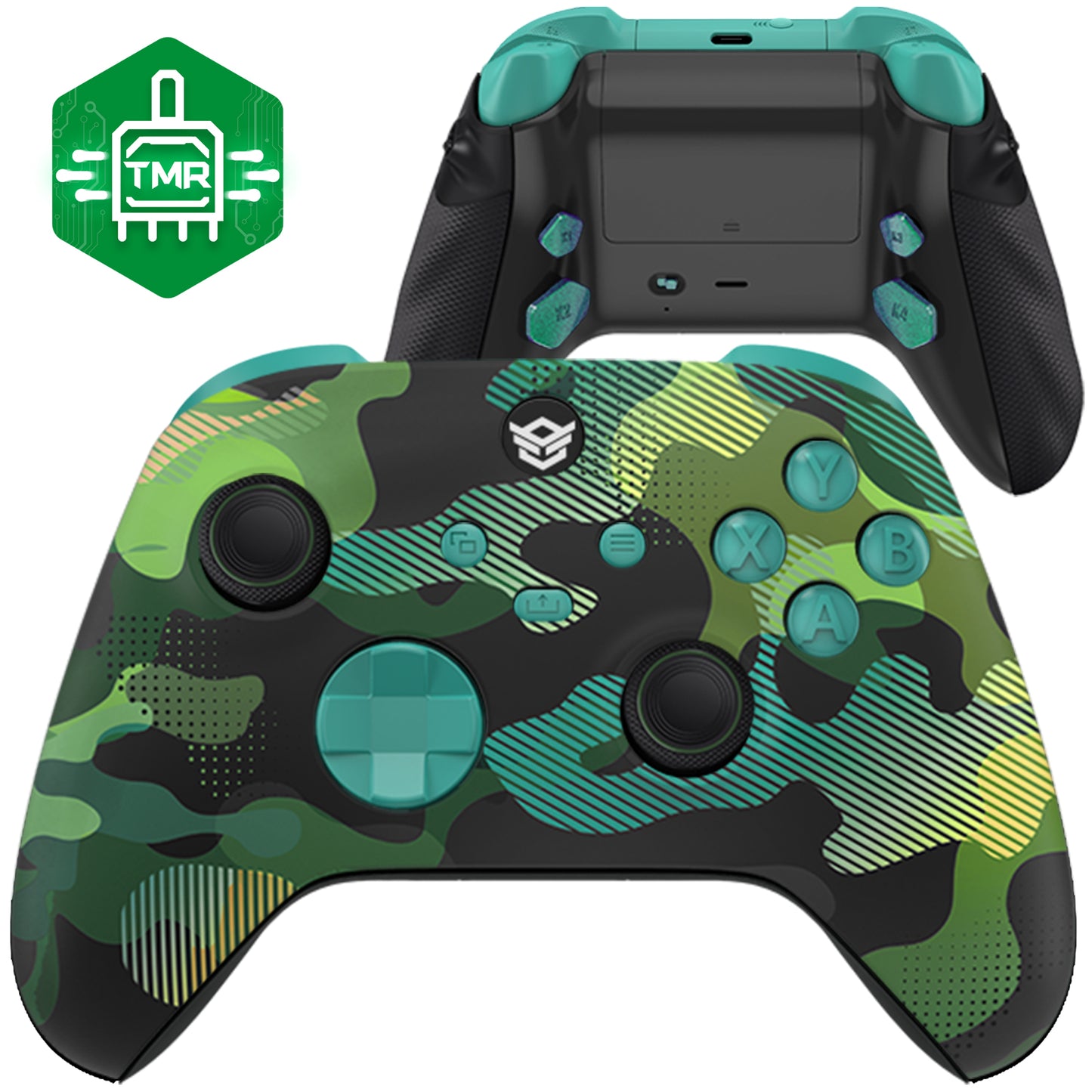 HEXGAMING ADVANCE Controller with TMR Joysticks & Adjustable Triggers for XBOX, PC, Mobile - Monster camouflage GGY