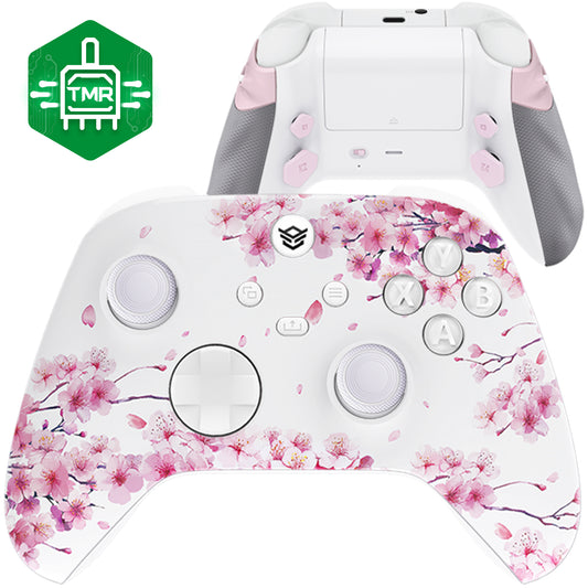 HEXGAMING ADVANCE Controller with TMR Joysticks & Adjustable Triggers for XBOX, PC, Mobile - Cherry Blossom Whisper