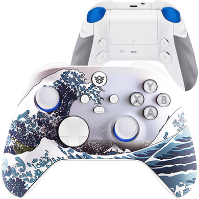 HEXGAMING ADVANCE Controller with Adjustable Triggers for XBOX, PC, Mobile - The Great Wave ABXY Labeled