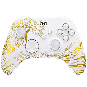 HEXGAMING ADVANCE Controller with Adjustable Triggers for XBOX, PC, Mobile - White Golden Waves