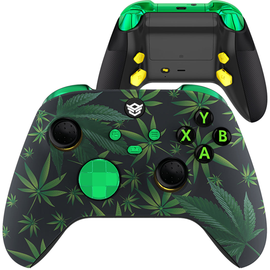 HEXGAMING ADVANCE Controller with FlashShot for XBOX, PC, Mobile - Green Weeds ABXY Labeled
