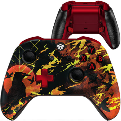 HEXGAMING BLADE Controller for XBOX, PC, Mobile- Blood Moon Raven ABXY Labeled