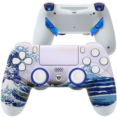 HEXGAMING NEW EDGE Controller for PS4, PC, Mobile - The Great Wave Chameleon Purple Blue