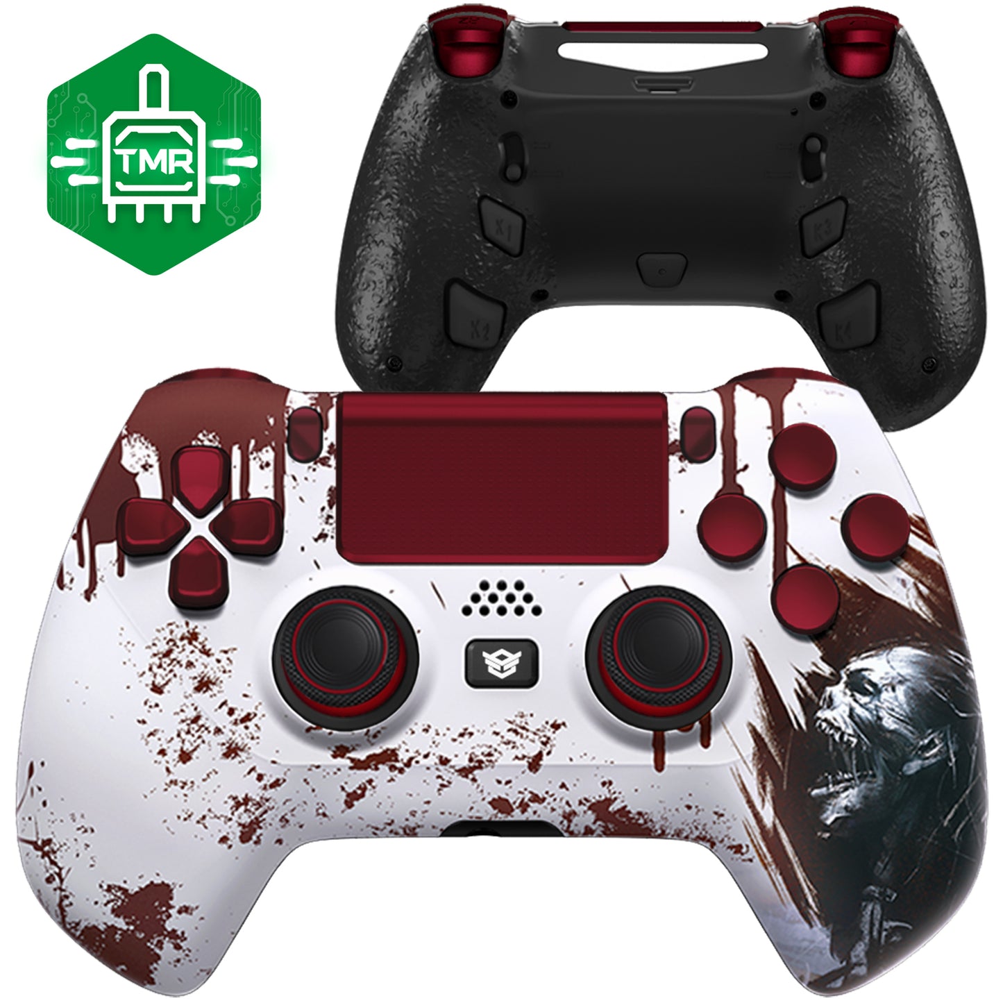 HEXGAMING HYPER Controller with TMR Joysticks for PS4, PC, Mobile - Blood Zombie