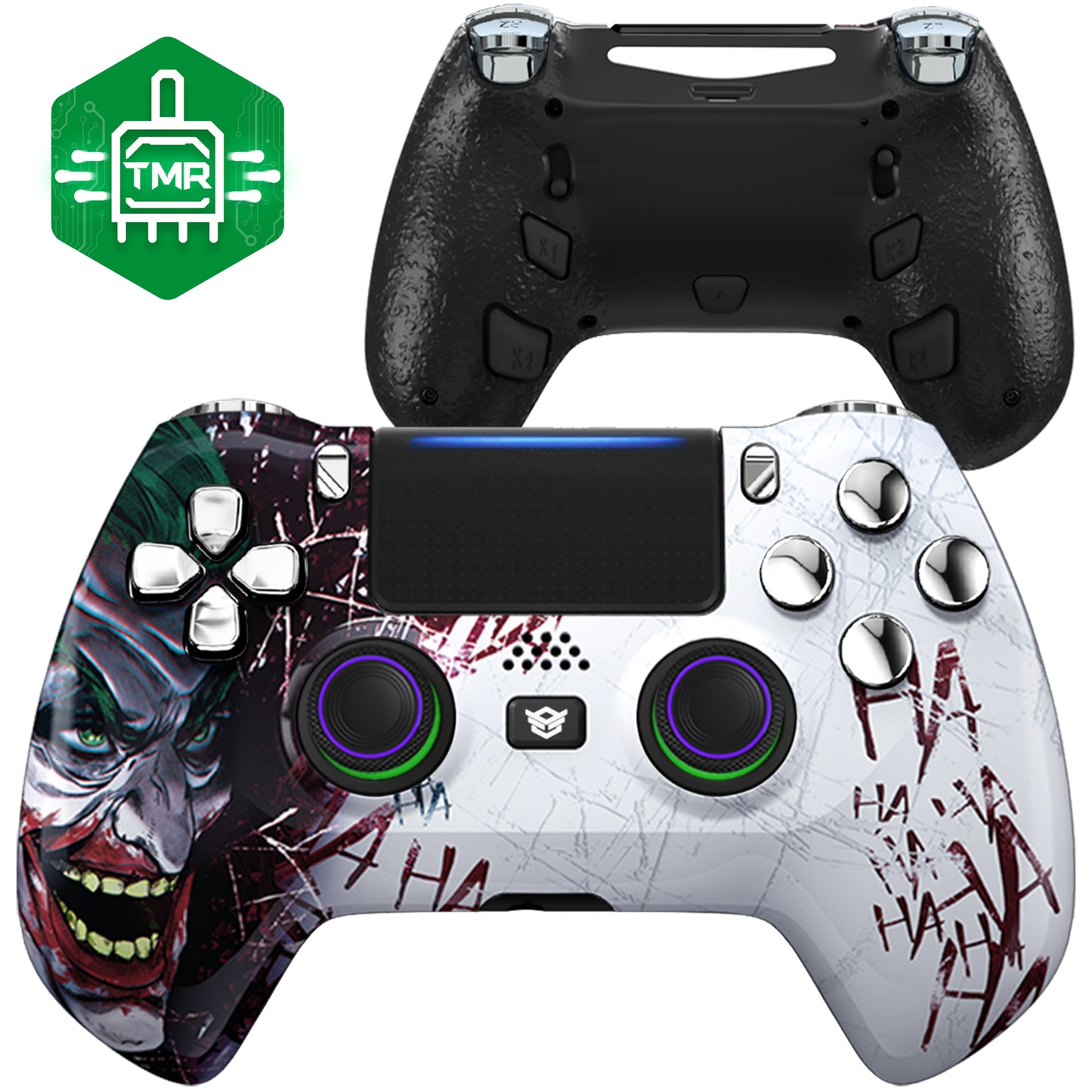 HEXGAMING HYPER Controller with TMR Joysticks for PS4, PC, Mobile - Clown Chrome Silver