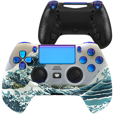 HEXGAMING HYPER Controller for PS4, PC, Mobile- The Great Waves Blue