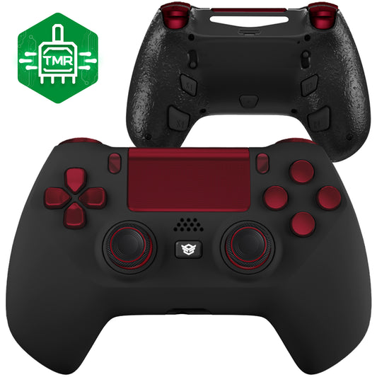 HEXGAMING HYPER Controller with TMR Joysticks for PS4, PC, Mobile - Black Red
