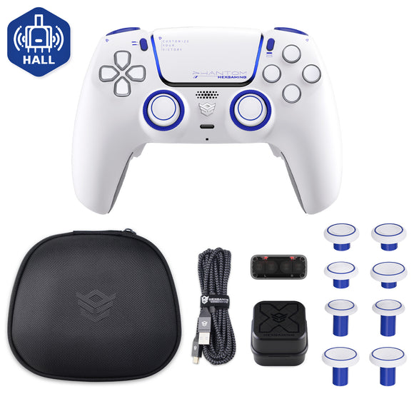 HEXGAMING PHANTOM Controller with Adjustable Triggers+Charging Cable+Carrying Bag for PS5, PC, Mobile - 10 Styles