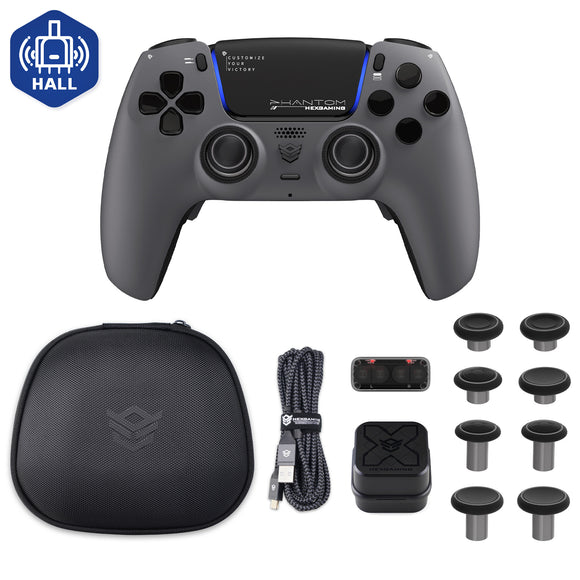 HEXGAMING PHANTOM Controller with Adjustable Triggers+Charging Cable+Carrying Bag for PS5, PC, Mobile - 10 Styles