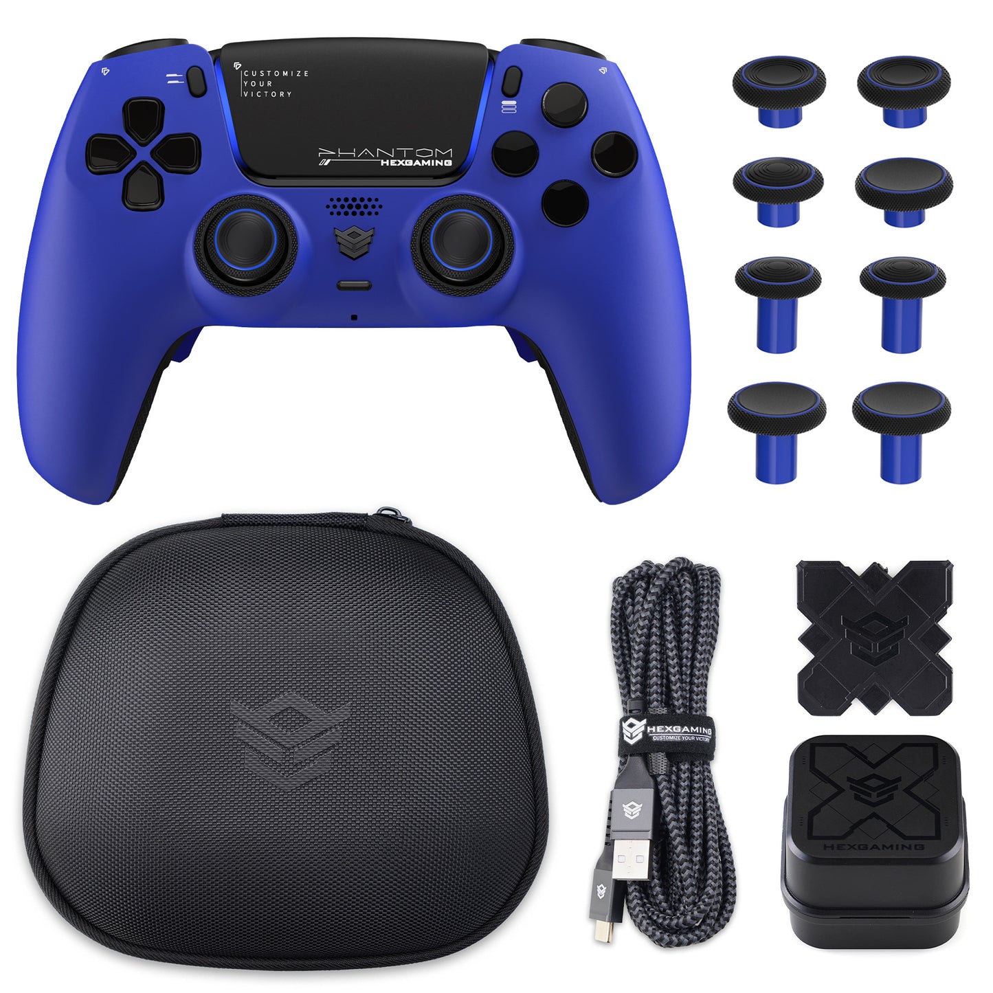 HEXGAMING PHANTOM Controller with Adjustable Triggers+Charging Cable+Carrying Bag for PS5, PC, Mobile - 10 Styles