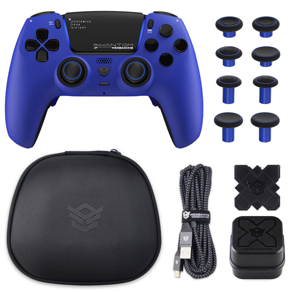 HEXGAMING PHANTOM Controller with Adjustable Triggers+Charging Cable+Carrying Bag for PS5, PC, Mobile - 10 Styles