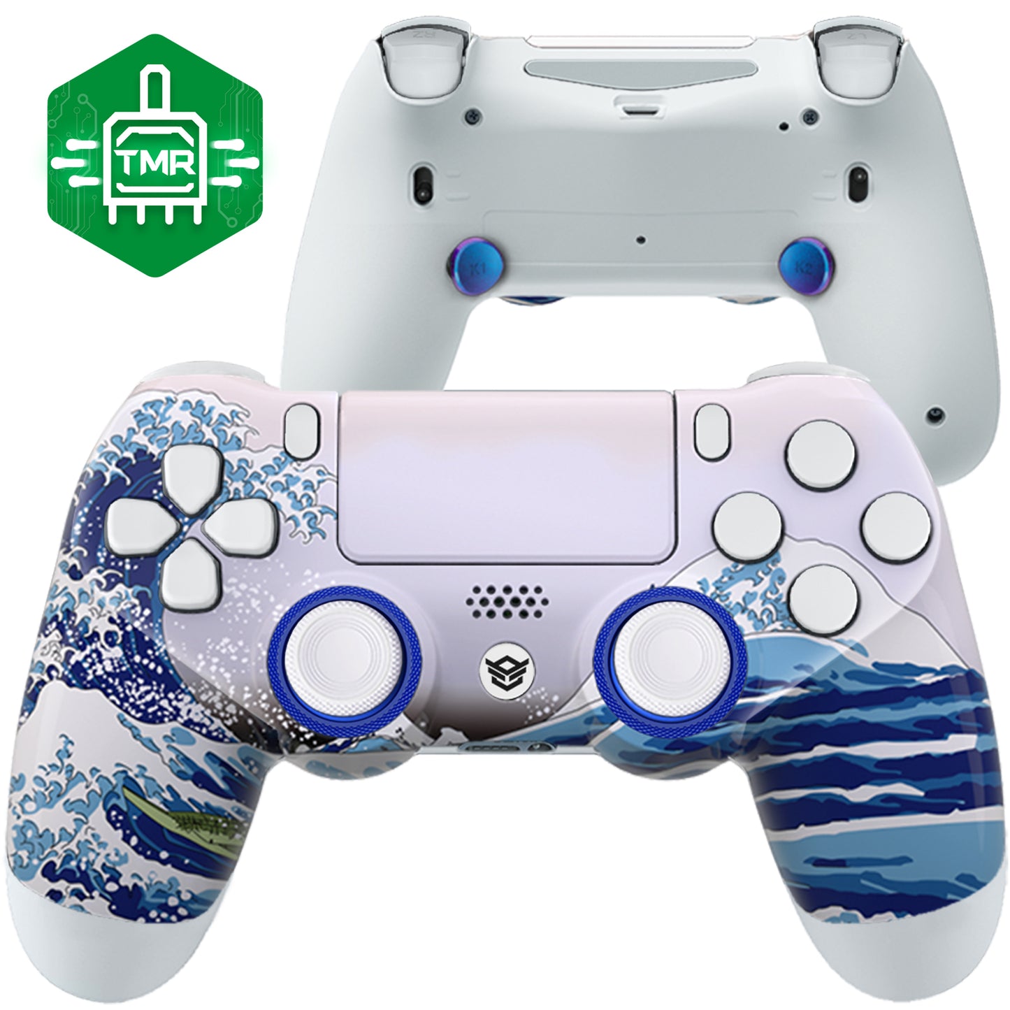 HEXGAMING NEW SPIKE Controller with TMR Joysticks for PS4, PC, Mobile- White Wave