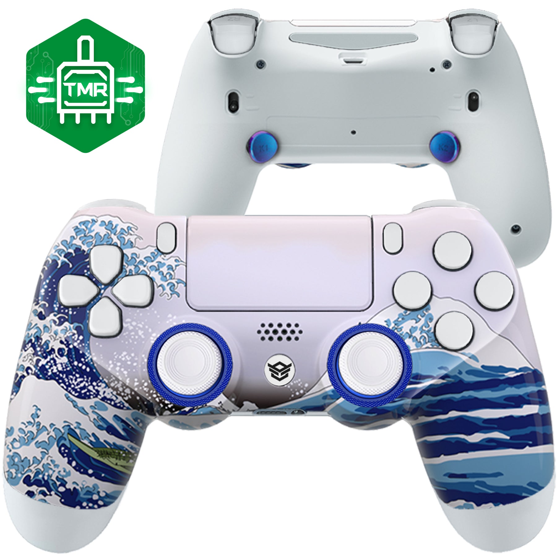 HEXGAMING NEW SPIKE Controller with TMR Joysticks for PS4, PC, Mobile- White Wave