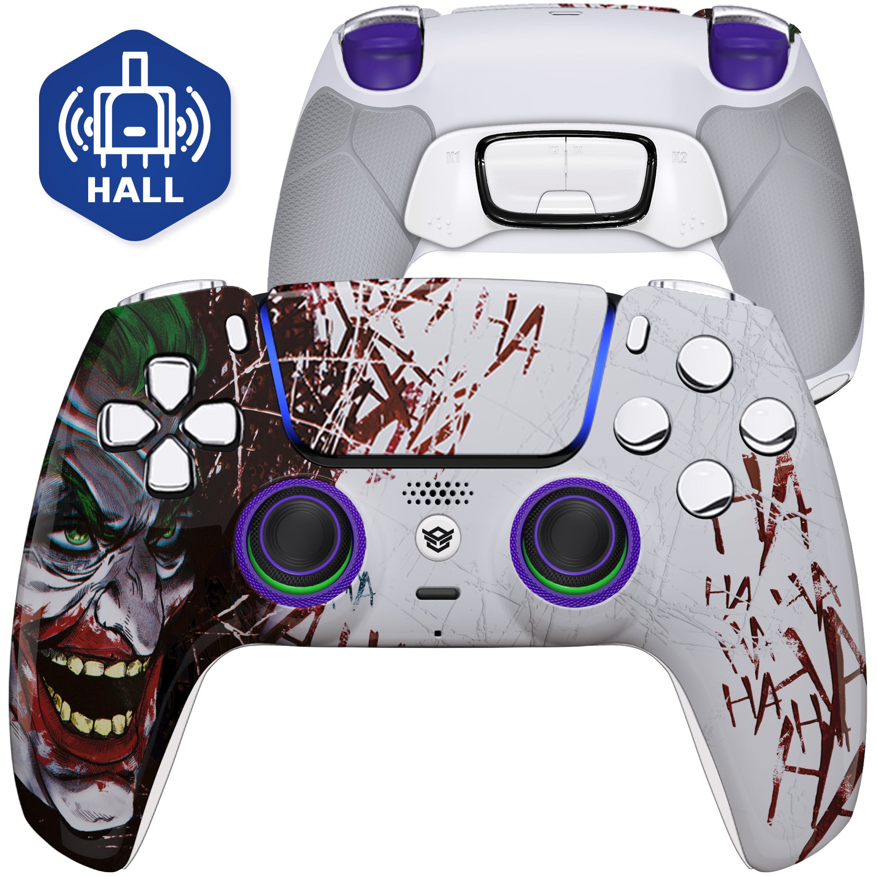HEXGAMING ULTIMATE Controller with Hall Effect Joysticks for PS5, PC, Mobile - Clown Hahaha