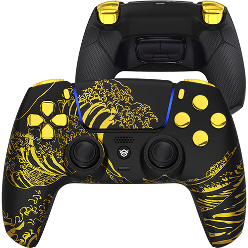 HEXGAMING ULTIMATE Controller for PS5, PC, Mobile - The Great GOLDEN Wave Off Kanagawa - Black