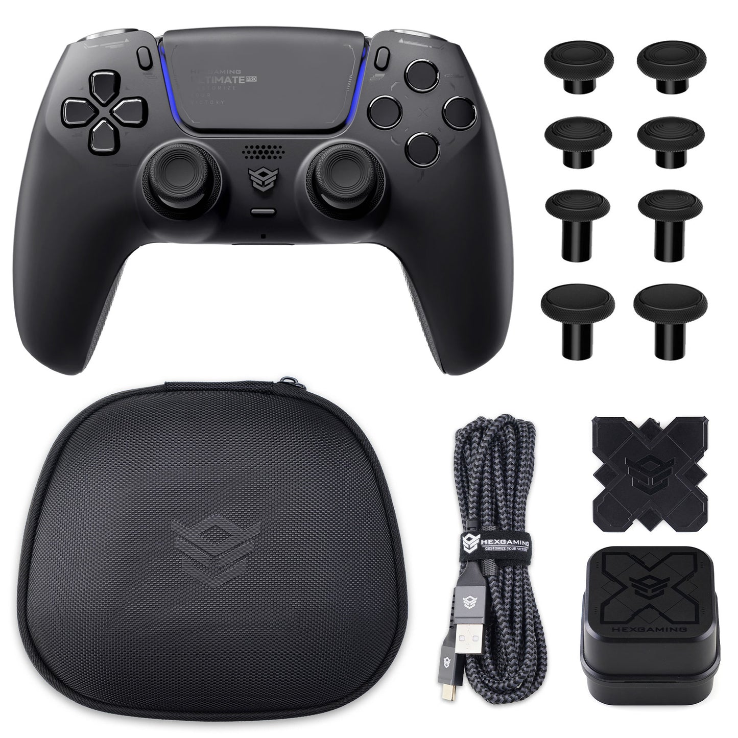 HEXGAMING ULTIMATE PRO Gaming Controller Compatible with ps5/PC/Mobile - 4 Back Buttons, 6 Custom Profiles, Adjustable Triggers, 8 Swappable Thumbsticks -4 Styles