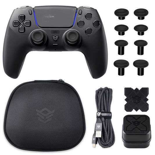 HEXGAMING ULTIMATE PRO Gaming Controller Compatible with ps5/PC/Mobile - 4 Back Buttons, 6 Custom Profiles, Adjustable Triggers, 8 Swappable Thumbsticks -4 Styles