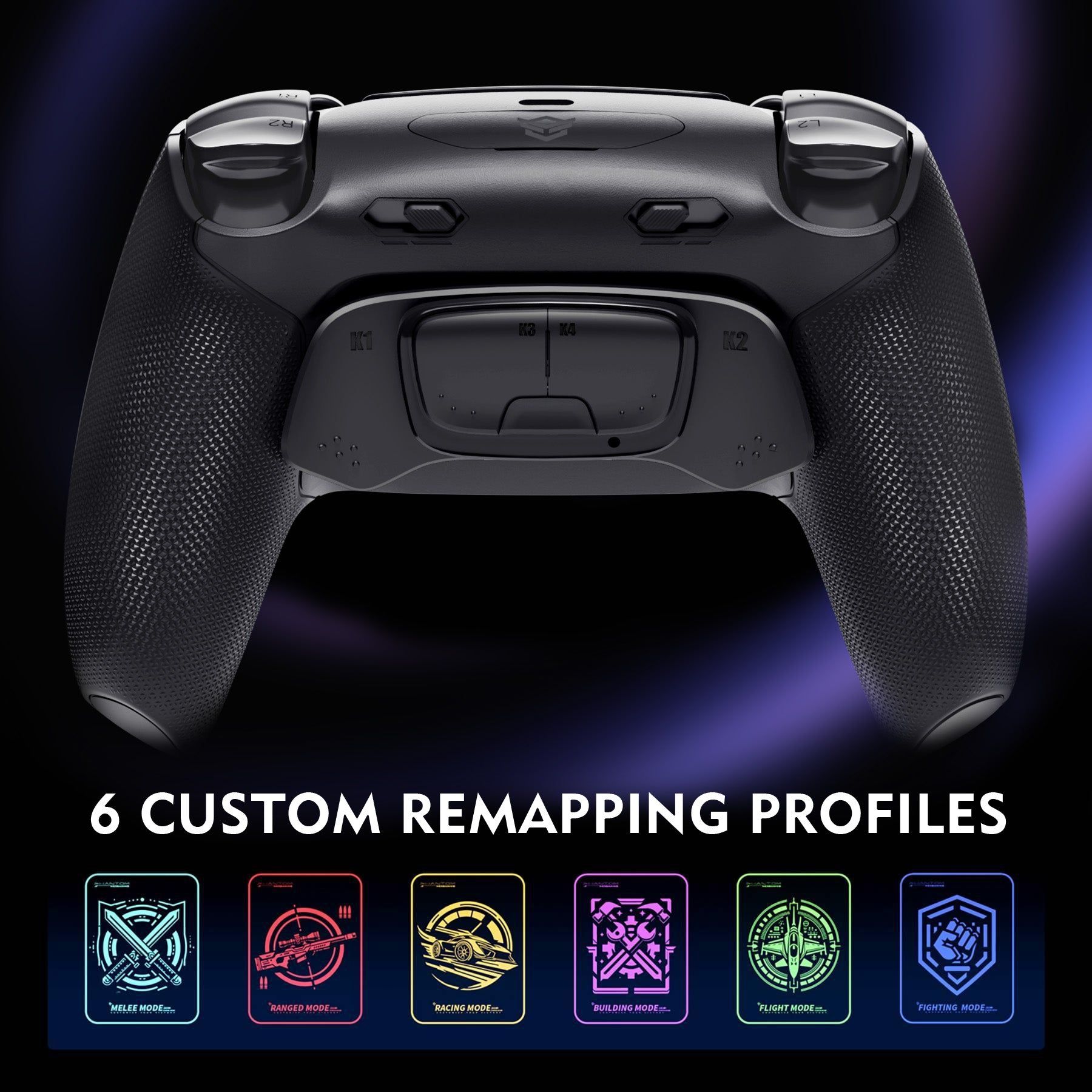 HEXGAMING ULTIMATE PRO Controller with Adjustable Triggers for PS5, PC, Mobile - Chaos Black
