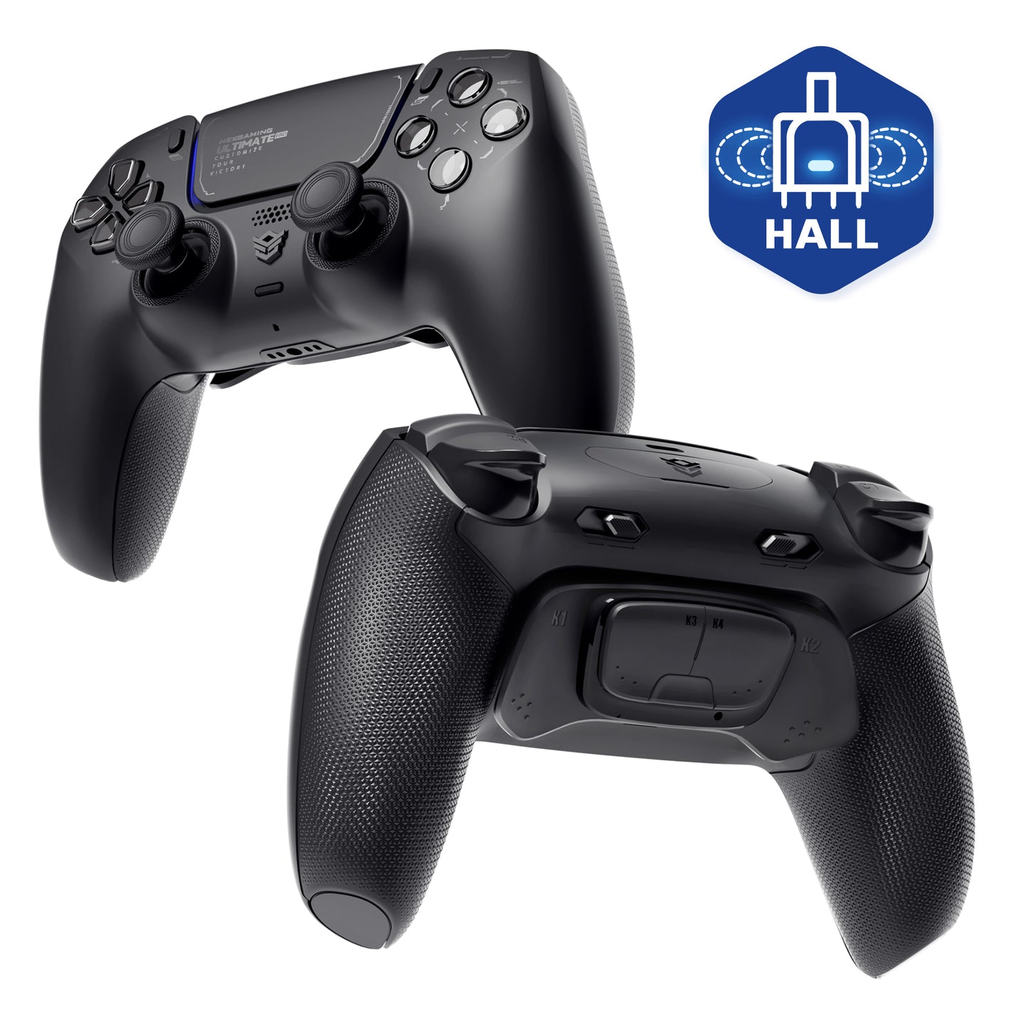 HEXGAMING ULTIMATE PRO Controller with Adjustable Triggers for PS5, PC, Mobile - Hall Effect Chaos Black