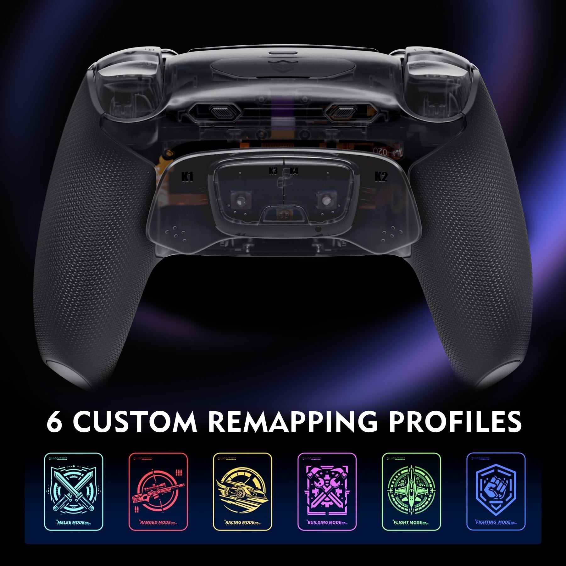 HEXGAMING ULTIMATE PRO Controller with Adjustable Triggers for PS5, PC, Mobile - Explorer Black