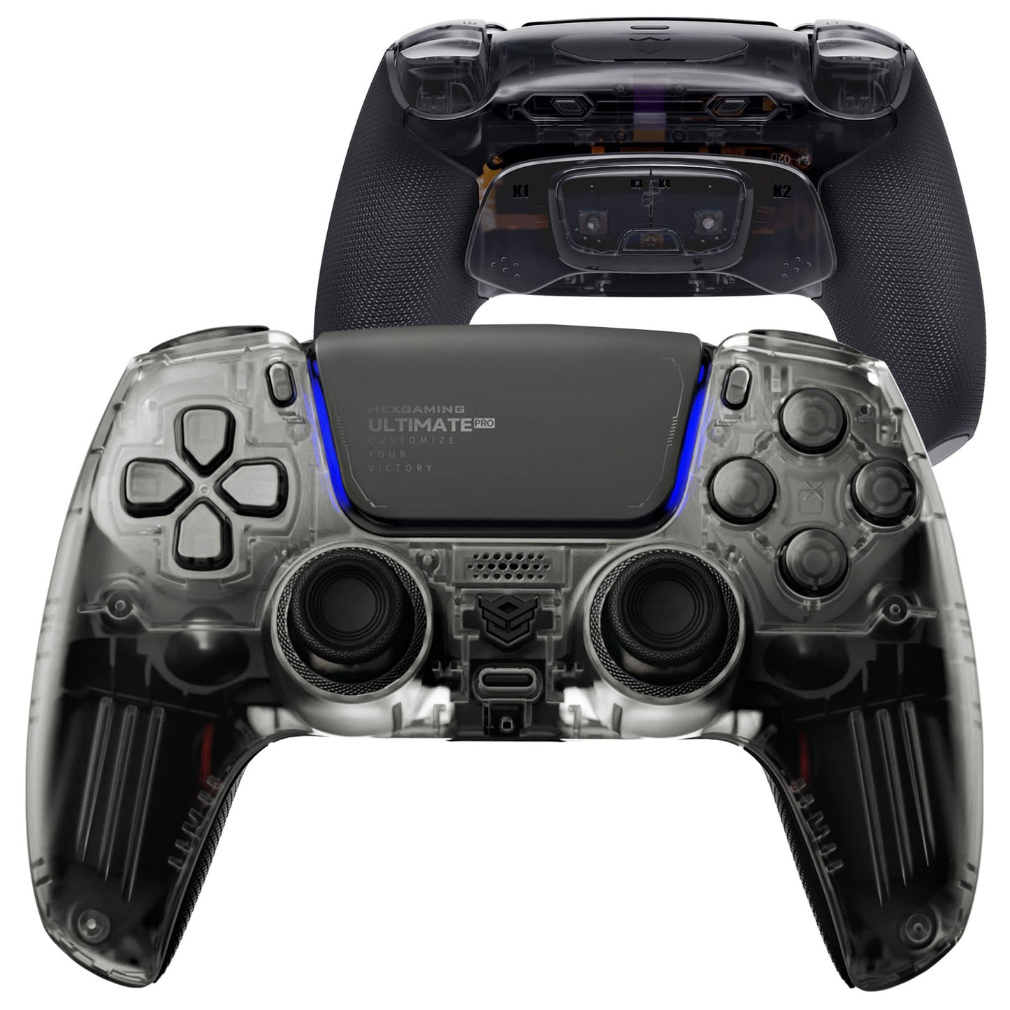 HEXGAMING ULTIMATE PRO Gaming Controller Compatible with ps5/PC/Mobile - 4 Back Buttons, 6 Custom Profiles, Adjustable Triggers, 8 Swappable Thumbsticks - Explorer Black