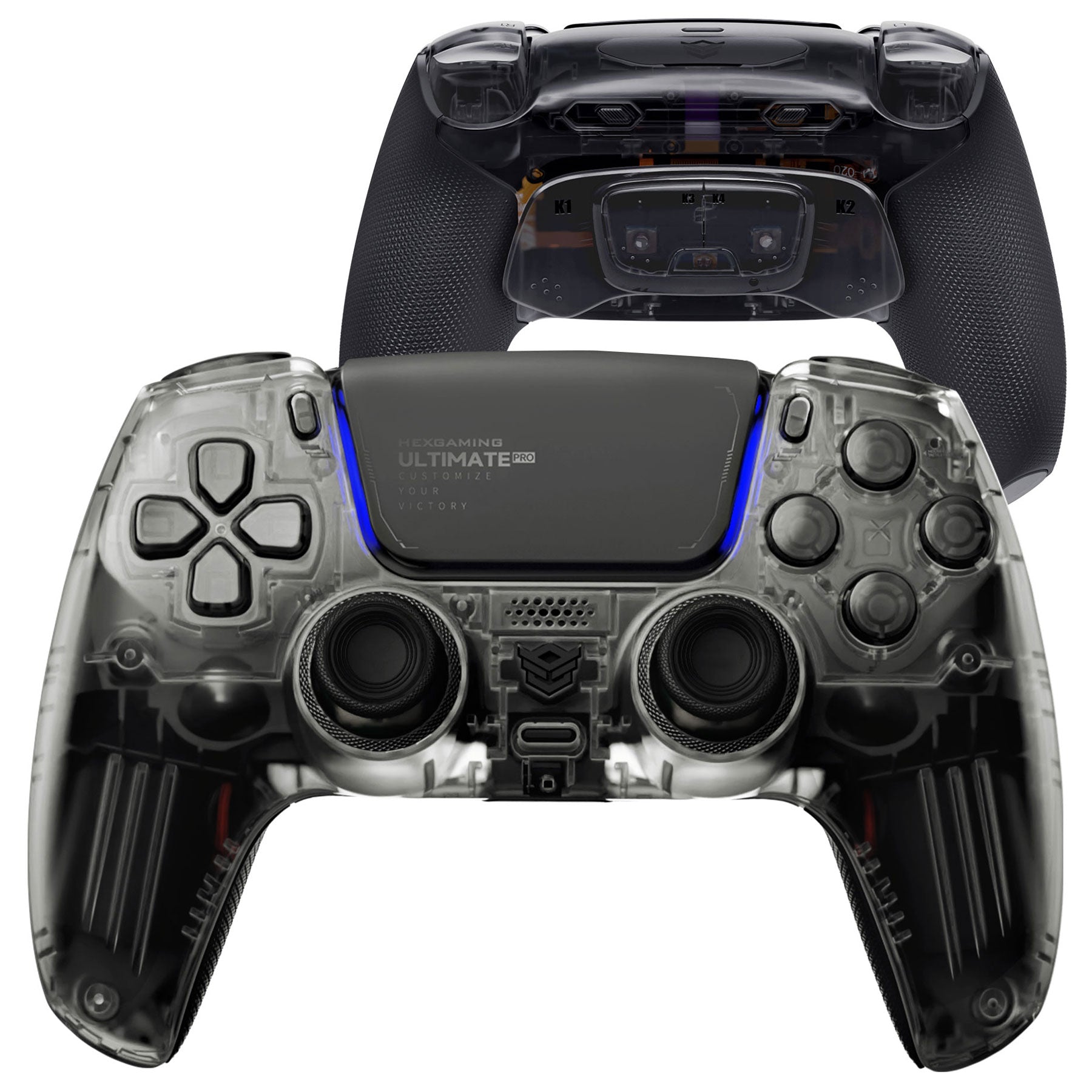 HEXGAMING ULTIMATE PRO Gaming Controller Compatible with ps5/PC/Mobile - 4 Back Buttons, 6 Custom Profiles, Adjustable Triggers, 8 Swappable Thumbsticks - Explorer Black
