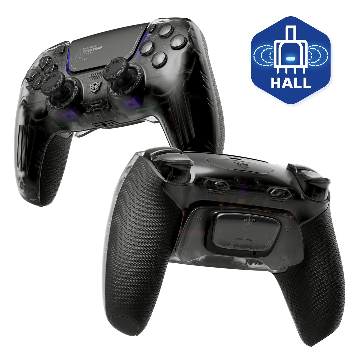 HEXGAMING ULTIMATE PRO Controller with Adjustable Triggers for PS5, PC, Mobile - Hall Effect Explorer Black