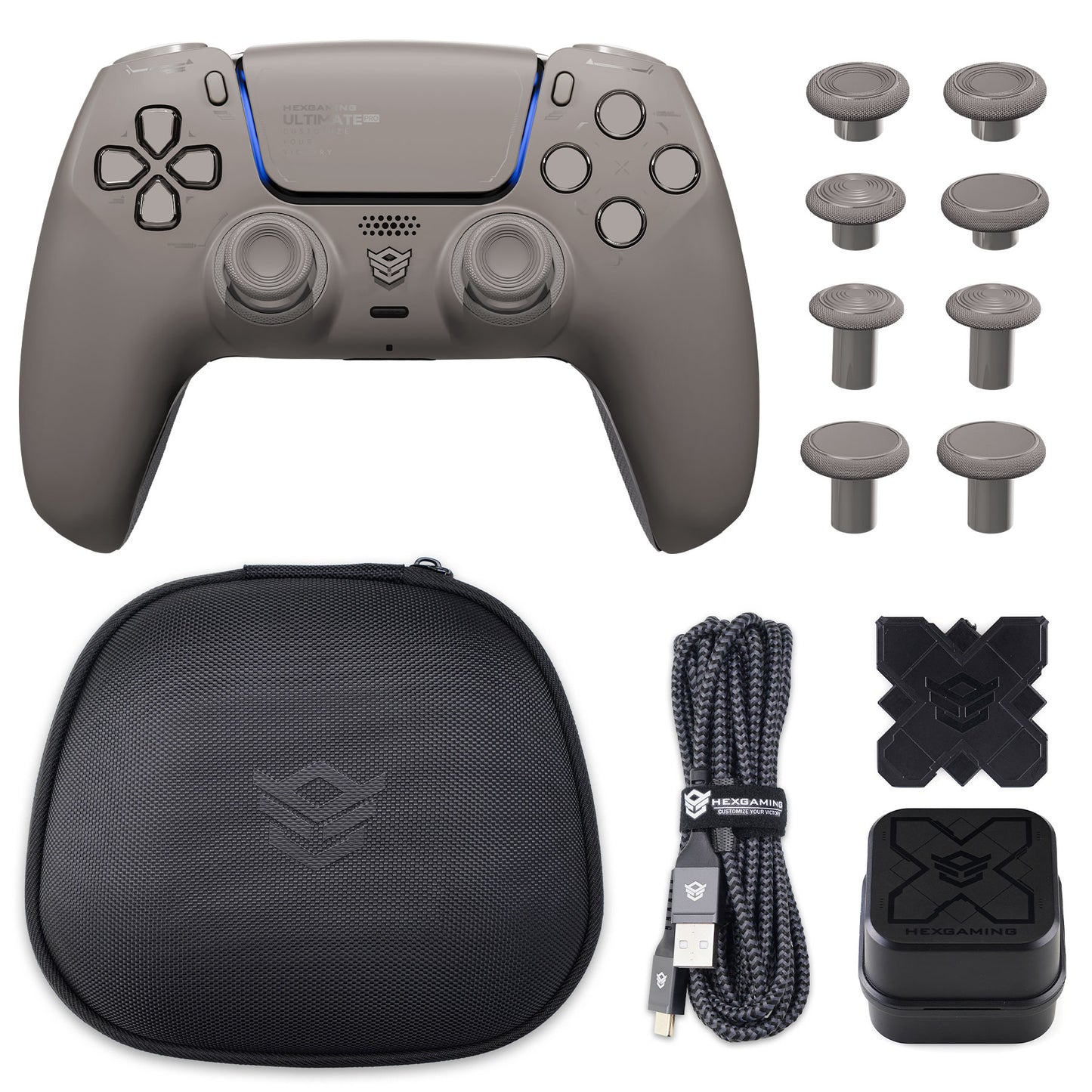 HEXGAMING ULTIMATE PRO Controller with Adjustable Triggers+Charging Cable+Carrying Bag for PS5, PC, Mobile - 8 Styles