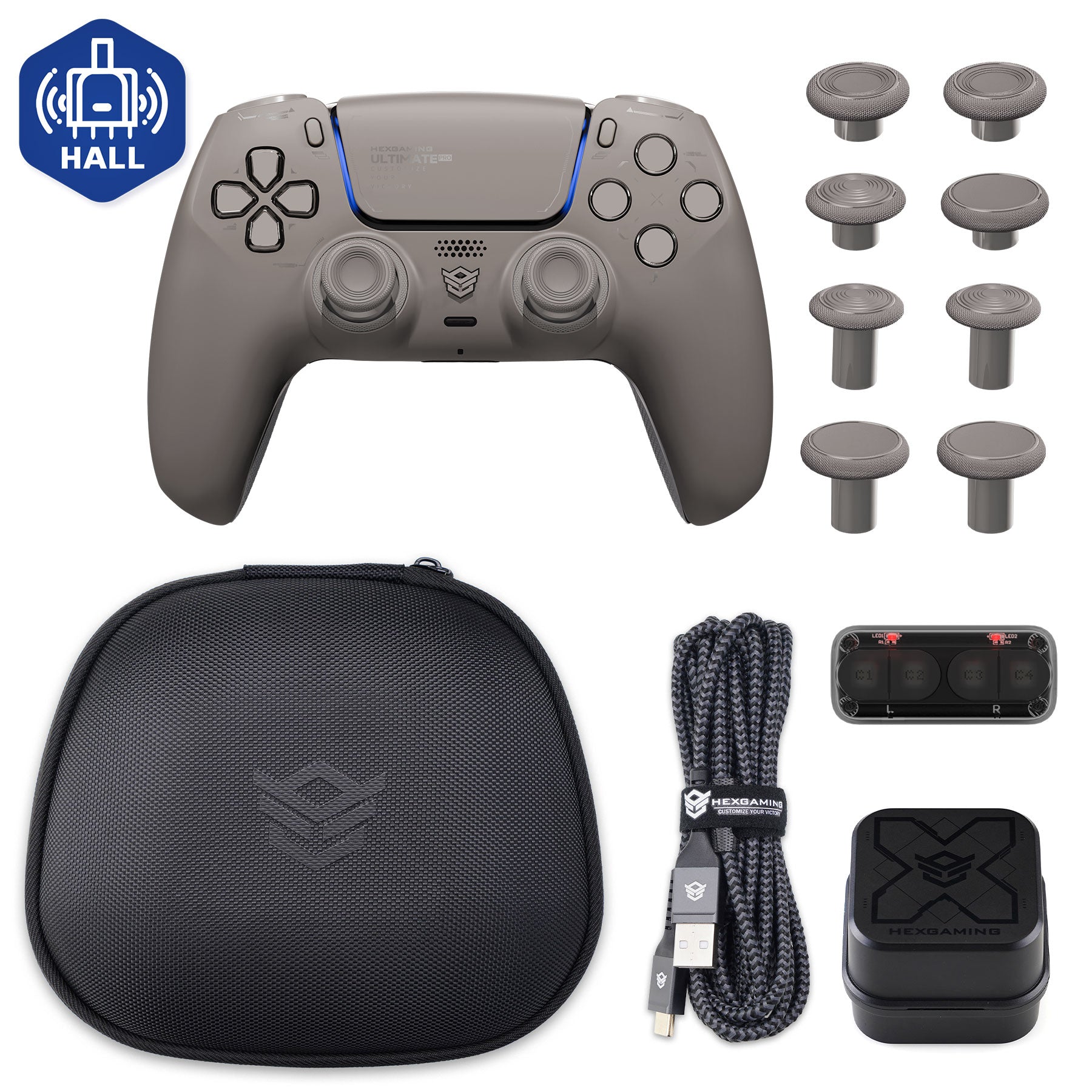 HEXGAMING ULTIMATE PRO Controller with Adjustable Triggers+Charging Cable+Carrying Bag for PS5, PC, Mobile - 8 Styles