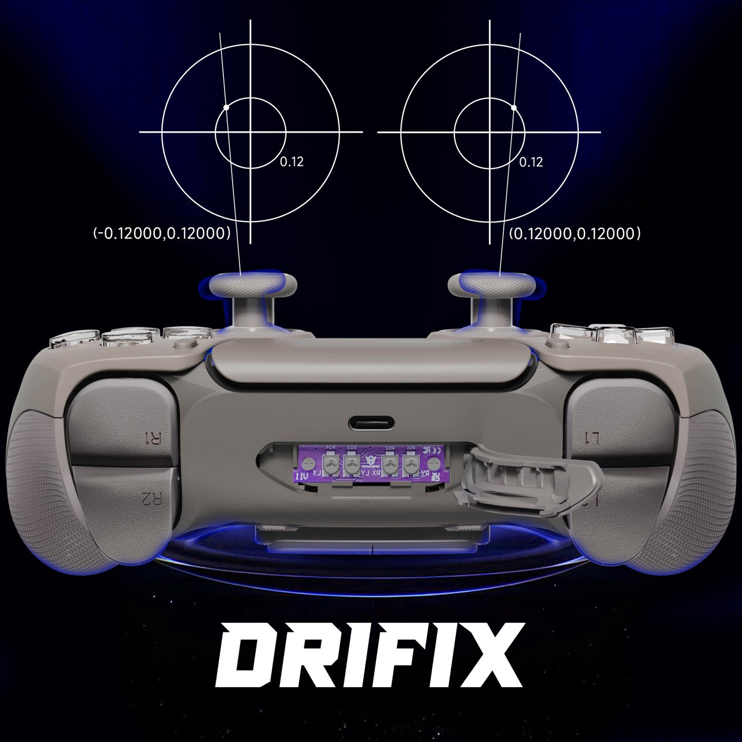 HEXGAMING ULTIMATE PRO Controller with Adjustable Triggers for PS5, PC, Mobile - Quantum Gray