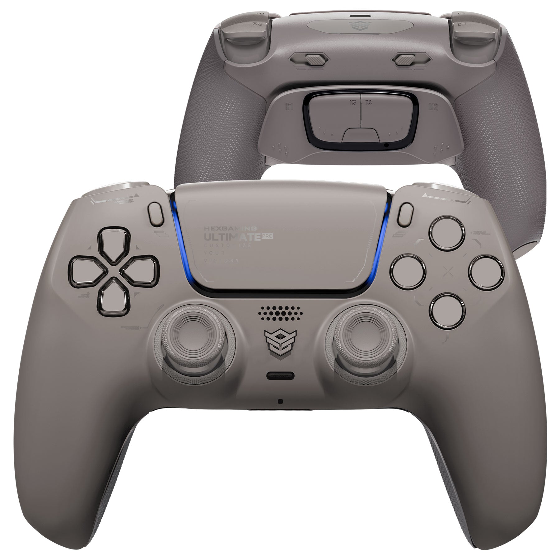 HEXGAMING ULTIMATE PRO Controller with Adjustable Triggers for PS5, PC, Mobile - Quantum Gray