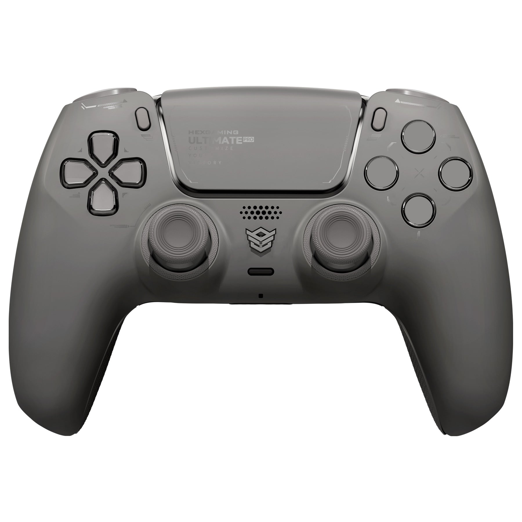 HEXGAMING ULTIMATE PRO Gaming Controller Compatible with ps5/PC/Mobile - 4 Back Buttons, 6 Custom Profiles, Adjustable Triggers, 8 Swappable Thumbsticks - Quantum Grey