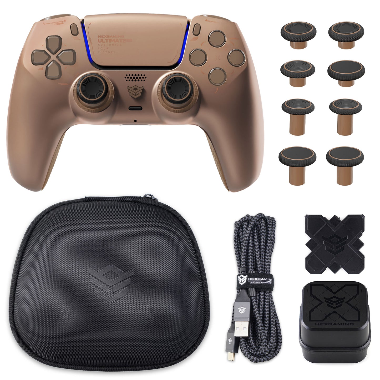 HEXGAMING ULTIMATE PRO Controller with Adjustable Triggers+Charging Cable+Carrying Bag for PS5, PC, Mobile - 6 Styles