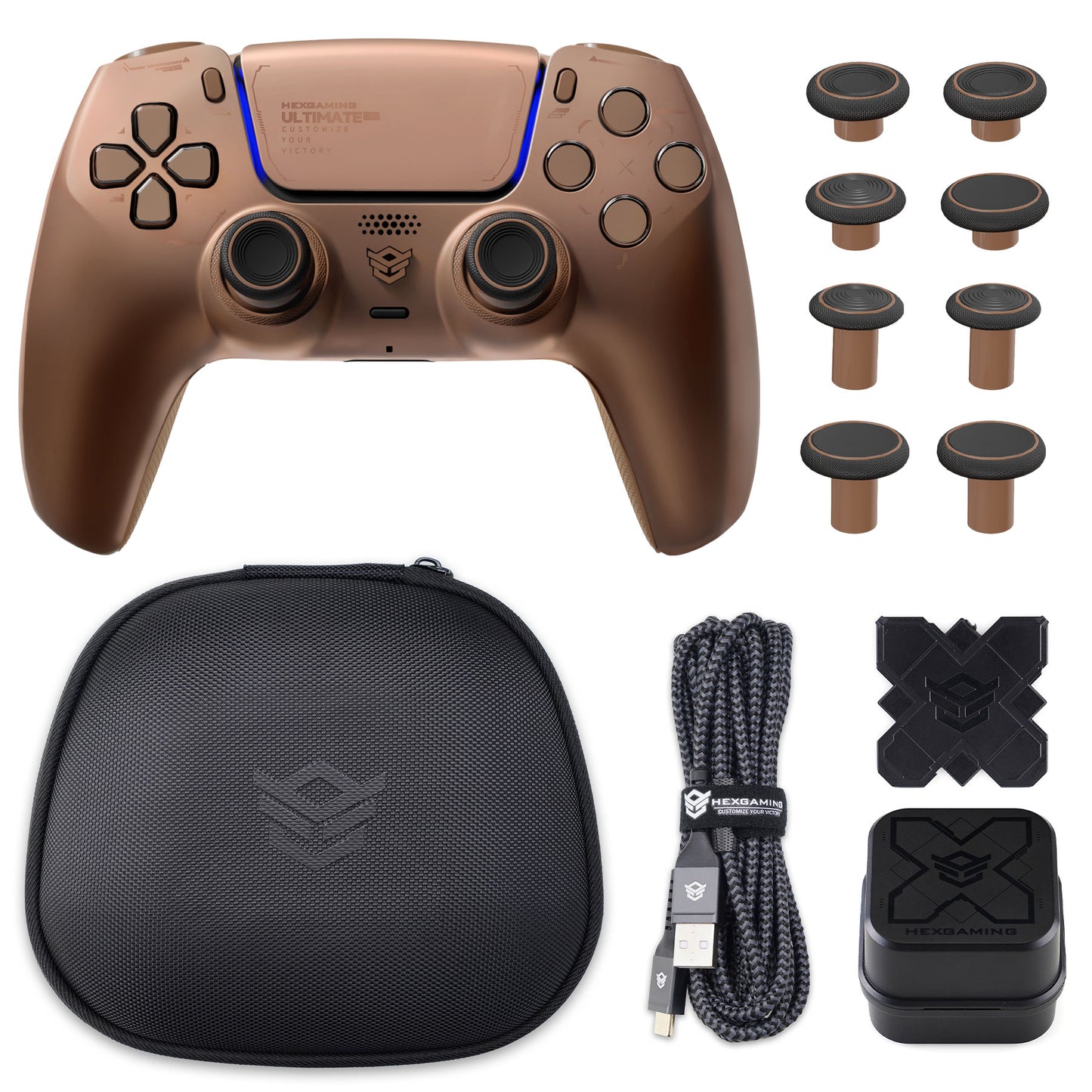 HEXGAMING ULTIMATE PRO Controller with Adjustable Triggers+Charging Cable+Carrying Bag for PS5, PC, Mobile - 8 Styles