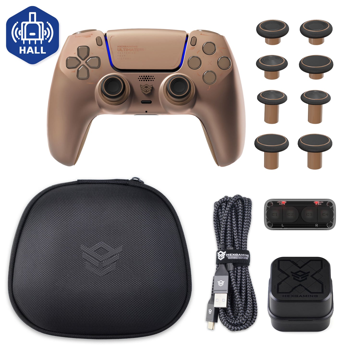 HEXGAMING ULTIMATE PRO Controller with Adjustable Triggers+Charging Cable+Carrying Bag for PS5, PC, Mobile - 6 Styles