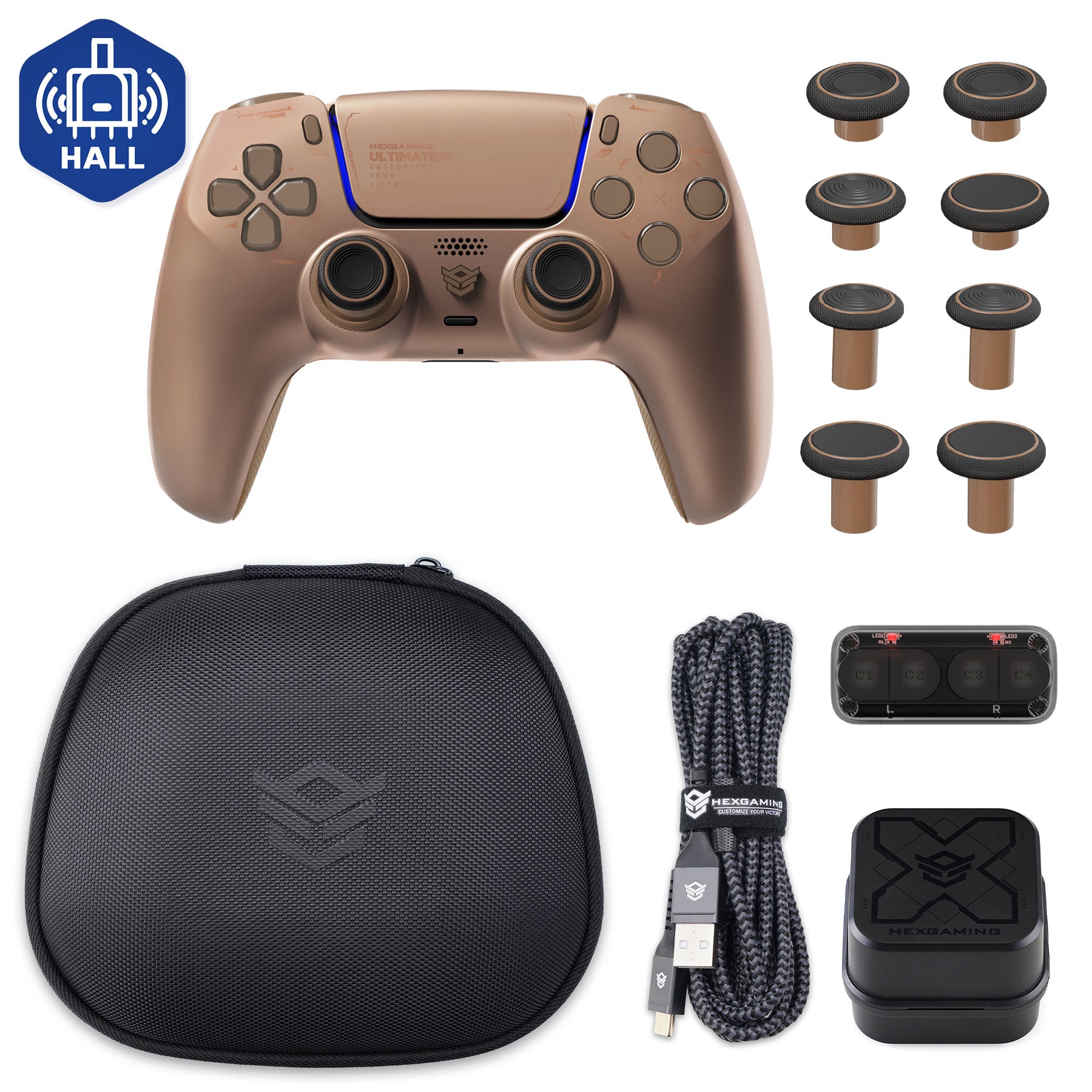 HEXGAMING ULTIMATE PRO Controller with Adjustable Triggers+Charging Cable+Carrying Bag for PS5, PC, Mobile - 6 Styles