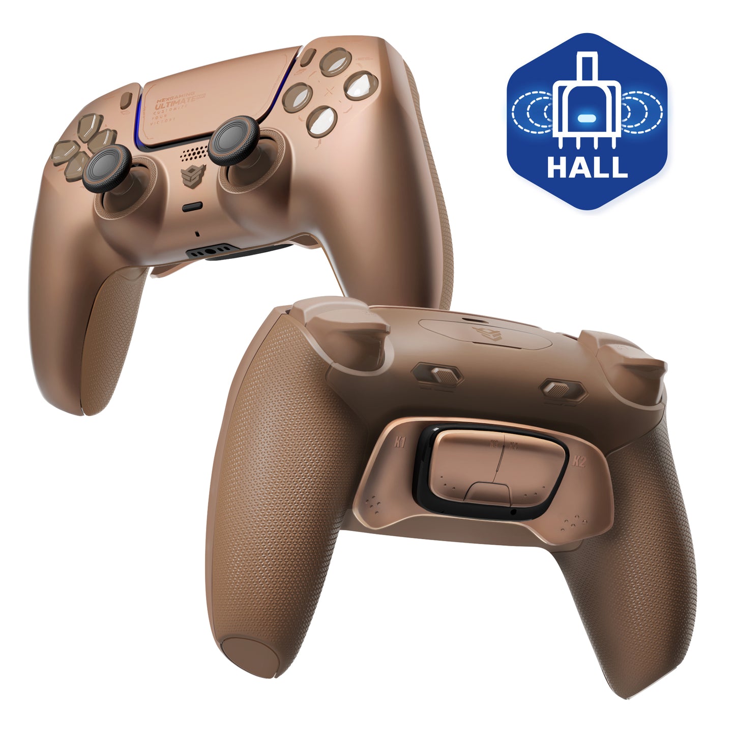 HEXGAMING ULTIMATE PRO Controller with Adjustable Triggers for PS5, PC, Mobile - Hall Effect Stardust Mocha