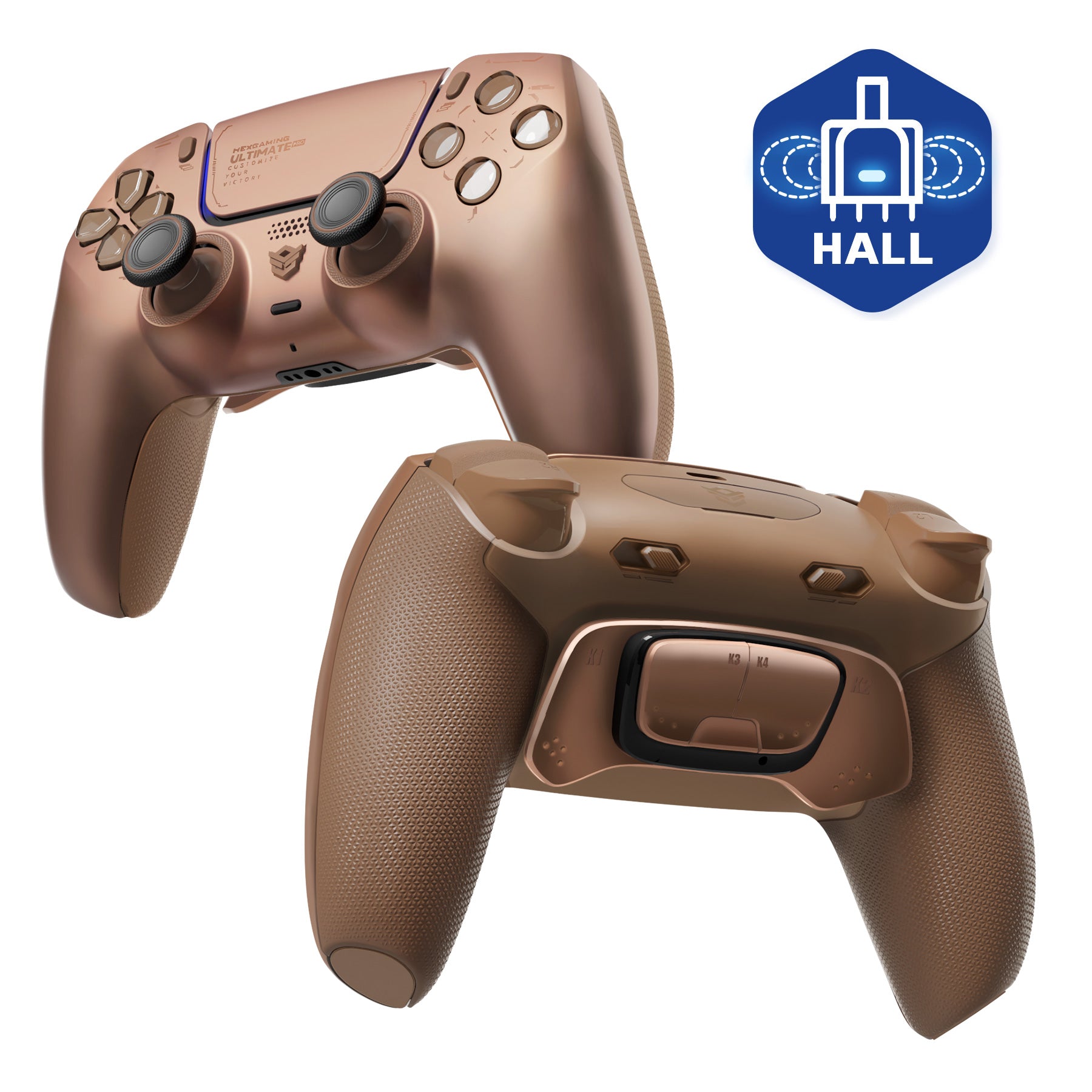 HEXGAMING ULTIMATE PRO Controller with Adjustable Triggers for PS5, PC, Mobile - Hall Effect Stardust Mocha