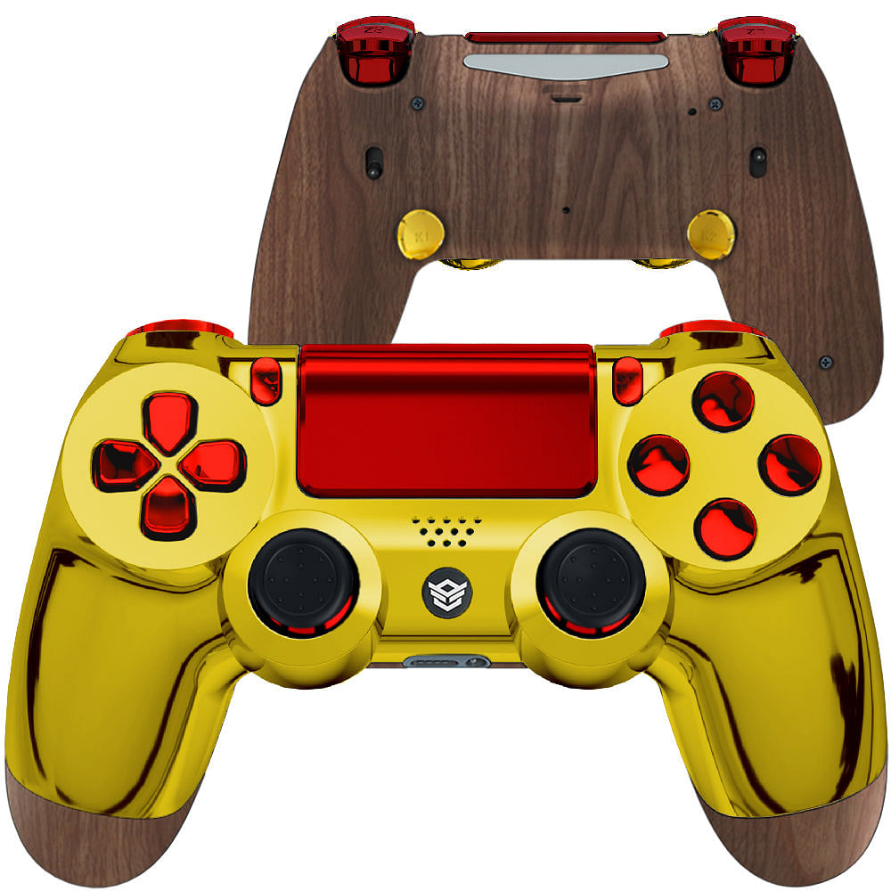 HEXGAMING SPIKE Controller for PS4, PC, Mobile - Chrome Gold Red