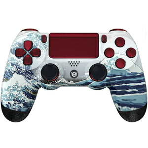 HEXGAMING EDGE Controller for PS4, PC, Mobile - The Great Wave Red