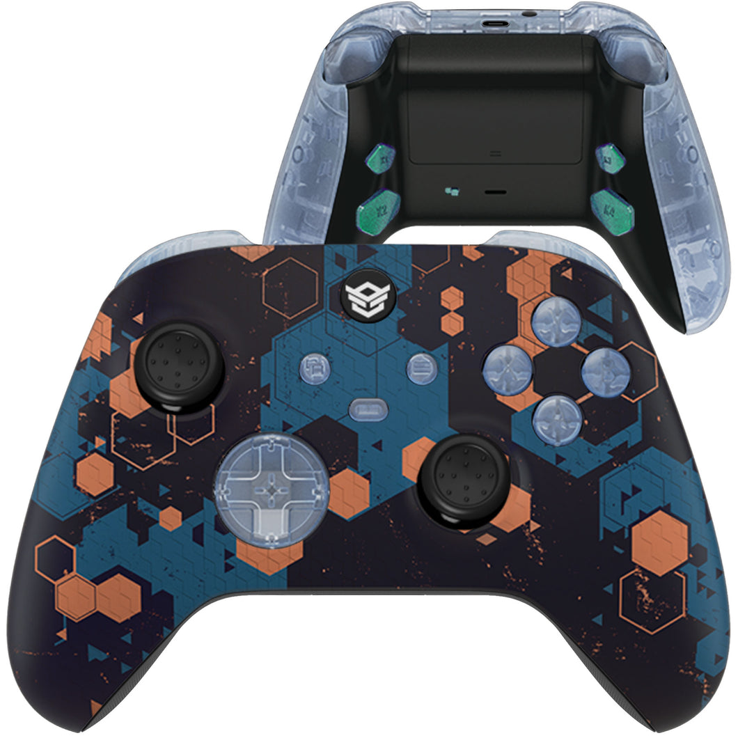 ADVANCE with FlashShot - Hexagon Camouflage Blue Orange Black