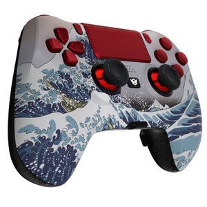 HEXGAMING HYPER Controller for PS4, PC, Mobile - The Great Wave Red