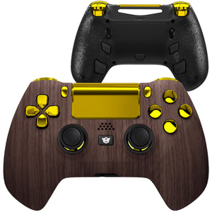 HEXGAMING HYPER Controller for PS4, PC, Mobile- Wood Grain Gold