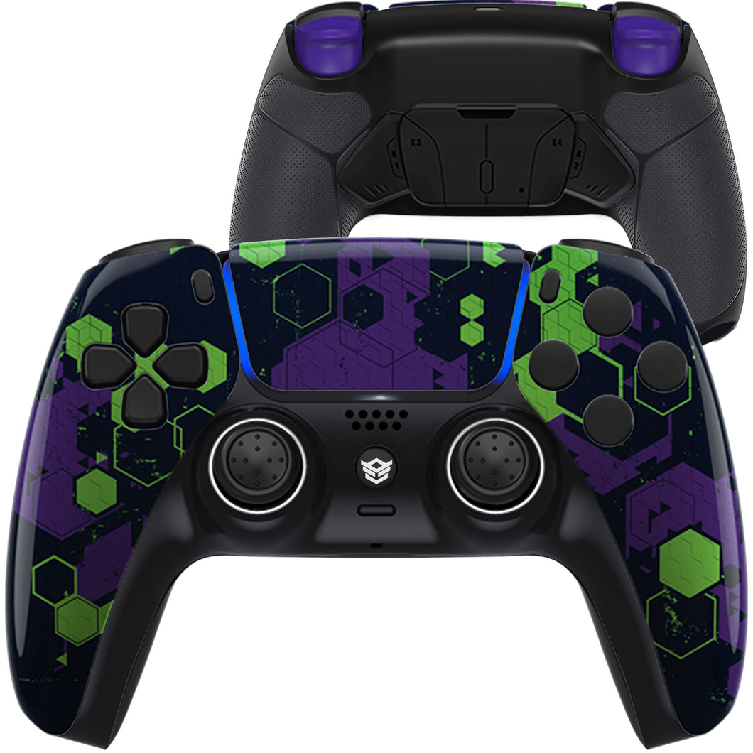 HEXGAMING RIVAL PRO Controller for PS5, PC, Mobile - Hexcamouflage Green Purple Black